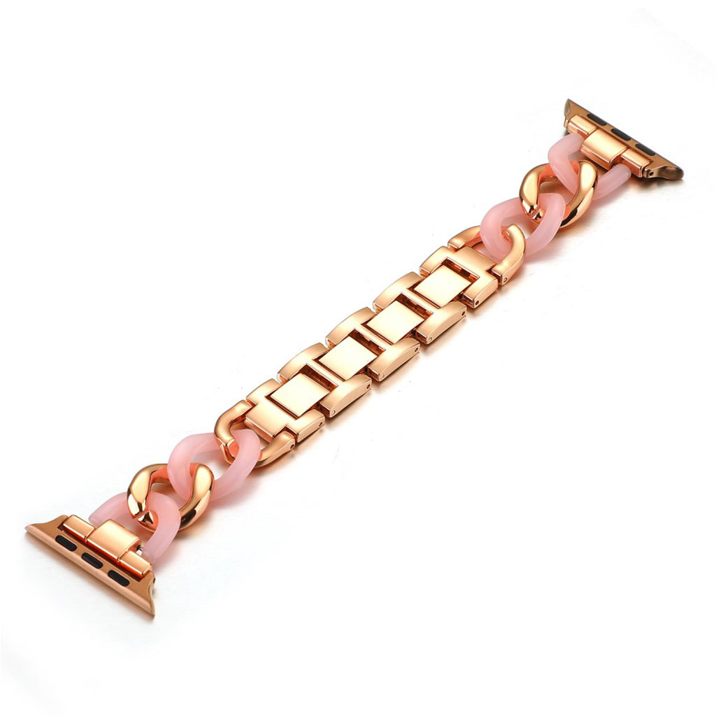 Apple Watch Series 6 / 5 40mm ainutlaatuinen ketjulinkkikellonauha - Pinkki / Ruusukulta