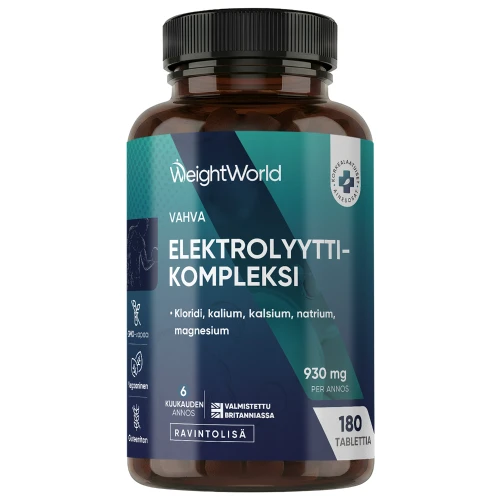 Elektrolyyttikompleksi - 930 mg 180 tablettia - Urheilijoille tarkoitettu mineraalilisä, joka sisältää kloridia, kaliumia ja magnesiumia