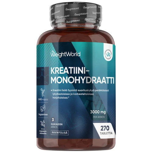 Kreatiinimonohydraatti - 3000 mg 270 tablettia - Urheilusuorituskykyä parantava ravintolisä