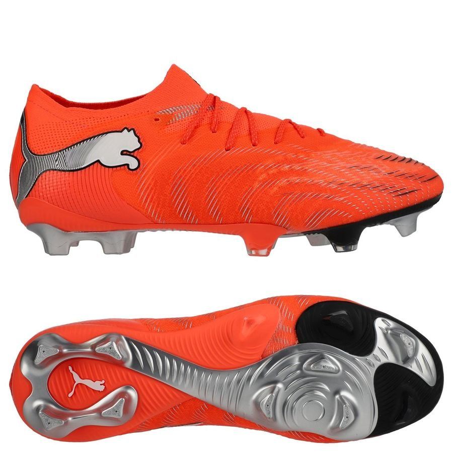 PUMA Future 9 Ultimate Low Cut Fg Unleashed - Hehkuva Punainen/valkoinen/musta/hopea - Nurmi (Fg), koko 35½