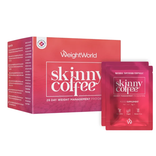 Skinny Coffee-kahvi sopii keto- ja vegaaniruokavalioon - Annospussit 28 päivän ajalle - sisältää vihreää kahvia, vihreää teetä, klorellaa, guaraanaa j