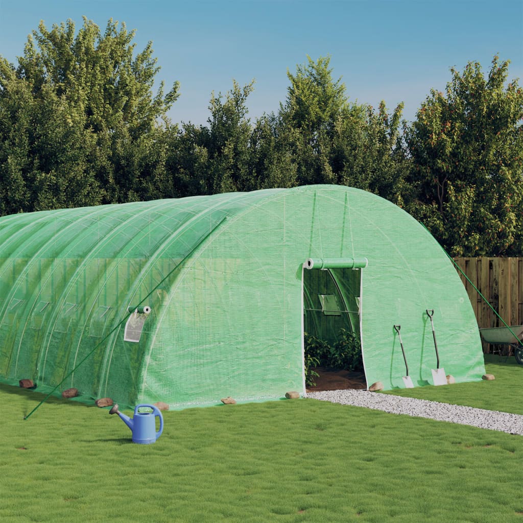 vidaXL Kasvihuone teräsrungolla vihreä 108 m² 18x6x2,85 m