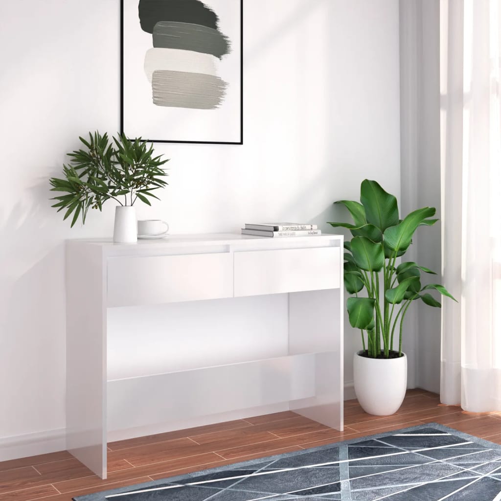 vidaXL Konsolipöytä valkoinen 100x35x76,5 cm tekninen puu