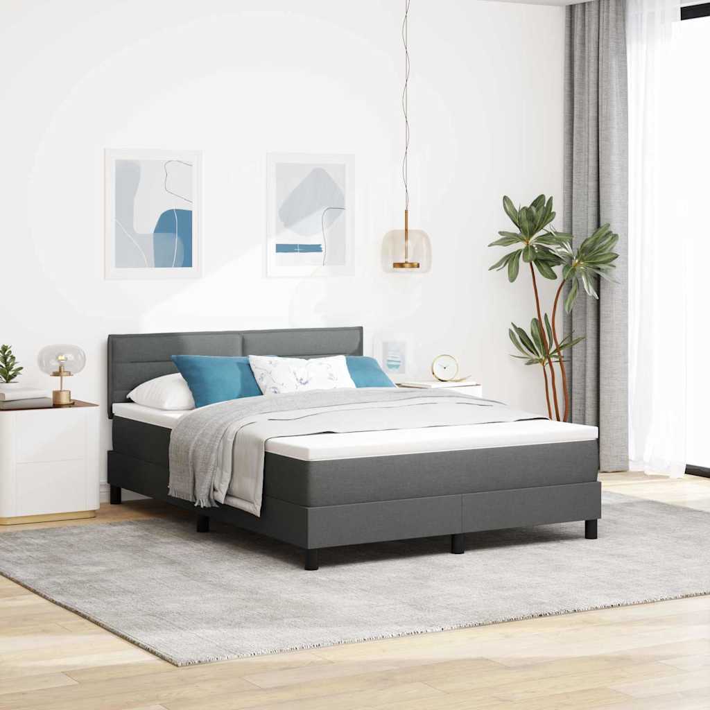 vidaXL Pohjaspring sänky LED-valoilla Tummanharmaa 160 x 200 cm kangas