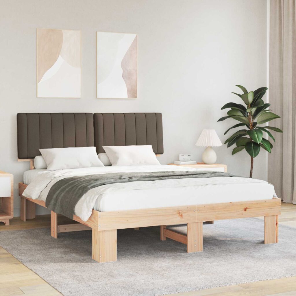 vidaXL Sänkyrunko verhoillulla päädyn Harmaanruskea 5FT King Size