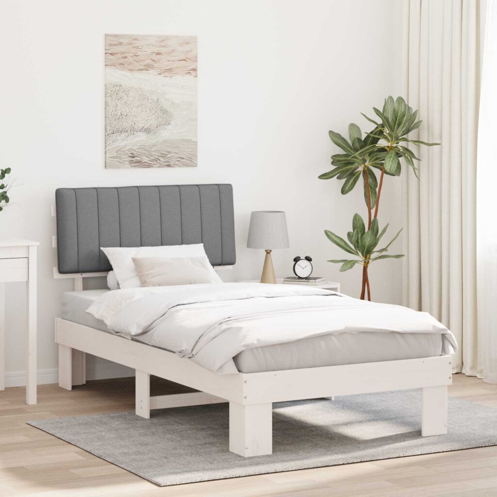 vidaXL Sänkyrunko verhoillulla päädyn Vaaleanharmaa 100 x 200 cm