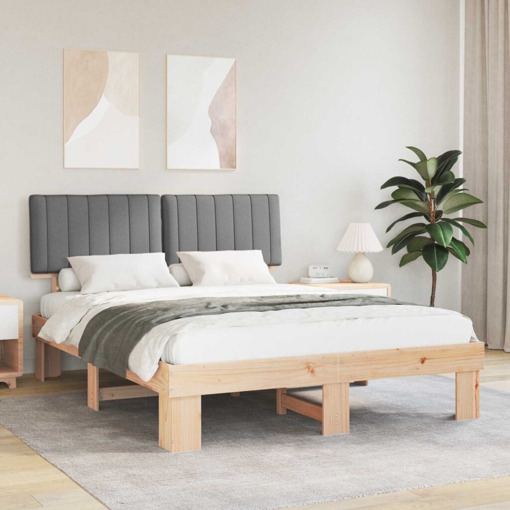 vidaXL Sänkyrunko verhoillulla päädyn Vaaleanharmaa 160 x 200 cm
