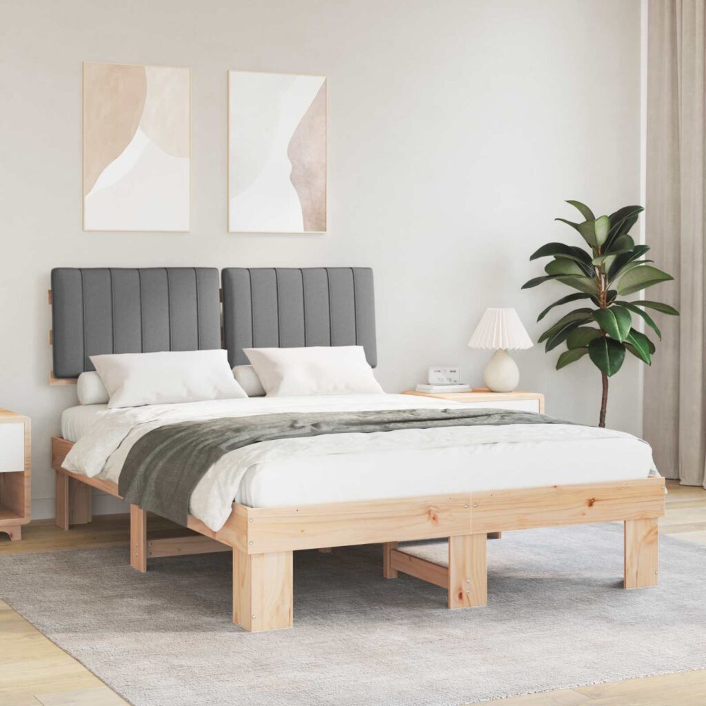 vidaXL Sänkyrunko verhoillulla päädyn Vaaleanharmaa 4FT6 Double