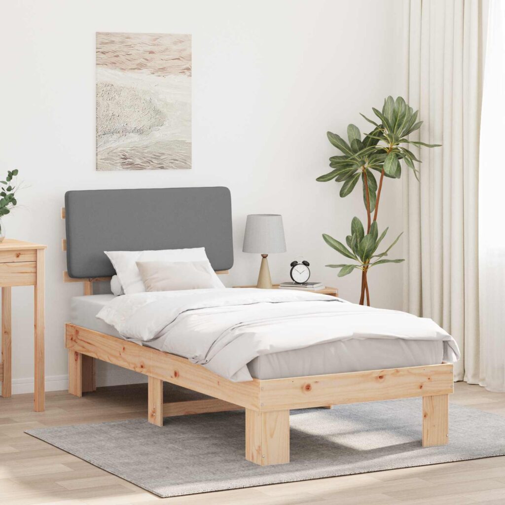 vidaXL Sänkyrunko verhoillulla päädyn Vaaleanharmaa 80 x 200 cm